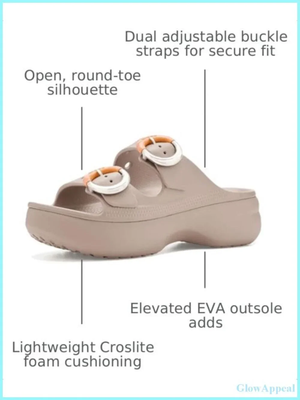 Platform Sandals Dual Buckle EVA Waterproof Slip-On